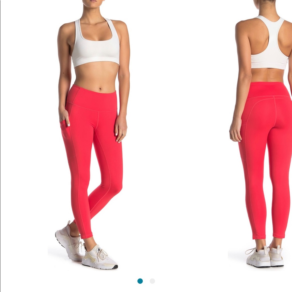 Z by zella red hibiscus leggings NWOT